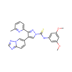 COc1cc(NC(=S)n2cc(-c3ccc4ncnn4c3)c(-c3cccc(C)n3)n2)cc(OC)c1 ZINC000072127802