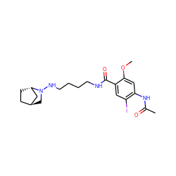 COc1cc(NC(C)=O)c(I)cc1C(=O)NCCCCNN1C[C@H]2CC[C@H]1C2 ZINC000253656643