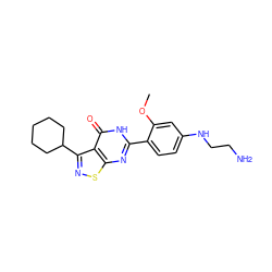 COc1cc(NCCN)ccc1-c1nc2snc(C3CCCCC3)c2c(=O)[nH]1 ZINC000084618356