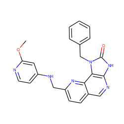 COc1cc(NCc2ccc3cnc4[nH]c(=O)n(Cc5ccccc5)c4c3n2)ccn1 ZINC000299830279