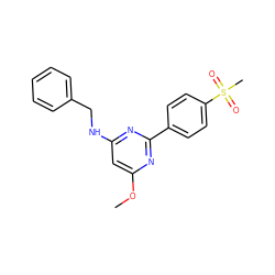 COc1cc(NCc2ccccc2)nc(-c2ccc(S(C)(=O)=O)cc2)n1 ZINC000029131663