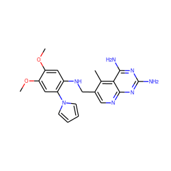 COc1cc(NCc2cnc3nc(N)nc(N)c3c2C)c(-n2cccc2)cc1OC ZINC000005891461