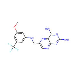 COc1cc(NCc2cnc3nc(N)nc(N)c3n2)cc(C(F)(F)F)c1 ZINC000005853240