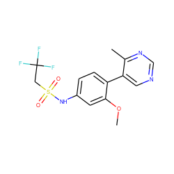 COc1cc(NS(=O)(=O)CC(F)(F)F)ccc1-c1cncnc1C ZINC000114037240