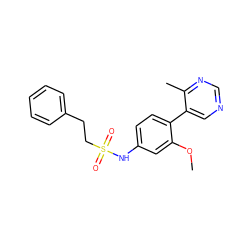COc1cc(NS(=O)(=O)CCc2ccccc2)ccc1-c1cncnc1C ZINC000114027867
