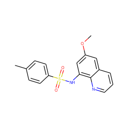 COc1cc(NS(=O)(=O)c2ccc(C)cc2)c2ncccc2c1 ZINC000000338359