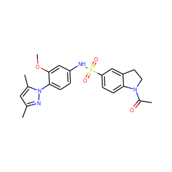 COc1cc(NS(=O)(=O)c2ccc3c(c2)CCN3C(C)=O)ccc1-n1nc(C)cc1C ZINC001772643015