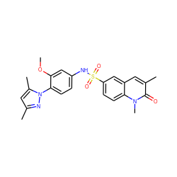 COc1cc(NS(=O)(=O)c2ccc3c(c2)cc(C)c(=O)n3C)ccc1-n1nc(C)cc1C ZINC001772639769