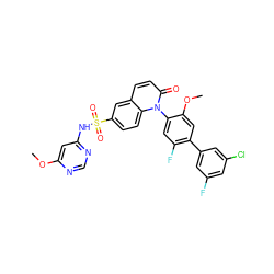 COc1cc(NS(=O)(=O)c2ccc3c(ccc(=O)n3-c3cc(F)c(-c4cc(F)cc(Cl)c4)cc3OC)c2)ncn1 ZINC001772627252