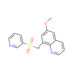 COc1cc(NS(=O)(=O)c2cccnc2)c2ncccc2c1 ZINC000141816672