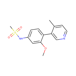 COc1cc(NS(C)(=O)=O)ccc1-c1cnccc1C ZINC000114028697