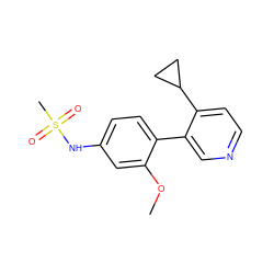 COc1cc(NS(C)(=O)=O)ccc1-c1cnccc1C1CC1 ZINC000114027977