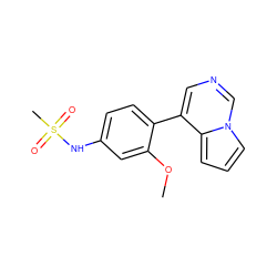 COc1cc(NS(C)(=O)=O)ccc1-c1cncn2cccc12 ZINC000114025620