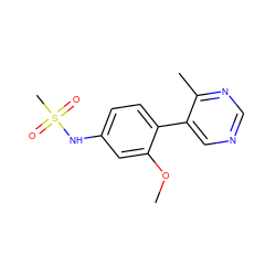 COc1cc(NS(C)(=O)=O)ccc1-c1cncnc1C ZINC000114029152