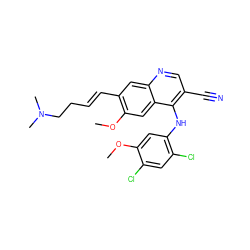 COc1cc(Nc2c(C#N)cnc3cc(/C=C/CCN(C)C)c(OC)cc23)c(Cl)cc1Cl ZINC000049802186