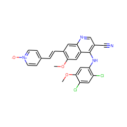 COc1cc(Nc2c(C#N)cnc3cc(/C=C/c4cc[n+]([O-])cc4)c(OC)cc23)c(Cl)cc1Cl ZINC000014945490