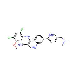 COc1cc(Nc2c(C#N)cnc3cc(-c4ccc(CN(C)C)cn4)ccc23)c(Cl)cc1Cl ZINC000045315279