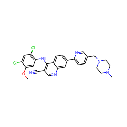 COc1cc(Nc2c(C#N)cnc3cc(-c4ccc(CN5CCN(C)CC5)cn4)ccc23)c(Cl)cc1Cl ZINC000022450531