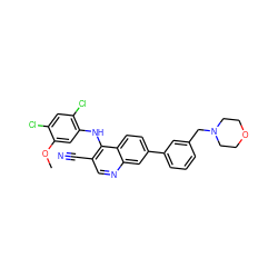 COc1cc(Nc2c(C#N)cnc3cc(-c4cccc(CN5CCOCC5)c4)ccc23)c(Cl)cc1Cl ZINC000013819358