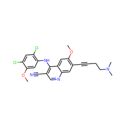 COc1cc(Nc2c(C#N)cnc3cc(C#CCCN(C)C)c(OC)cc23)c(Cl)cc1Cl ZINC000028888033