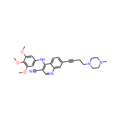 COc1cc(Nc2c(C#N)cnc3cc(C#CCCN4CCN(C)CC4)ccc23)cc(OC)c1OC ZINC000028888115