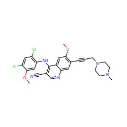 COc1cc(Nc2c(C#N)cnc3cc(C#CCN4CCN(C)CC4)c(OC)cc23)c(Cl)cc1Cl ZINC000028888022