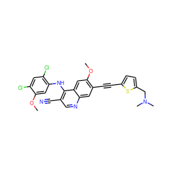 COc1cc(Nc2c(C#N)cnc3cc(C#Cc4ccc(CN(C)C)s4)c(OC)cc23)c(Cl)cc1Cl ZINC000037858227