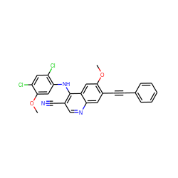 COc1cc(Nc2c(C#N)cnc3cc(C#Cc4ccccc4)c(OC)cc23)c(Cl)cc1Cl ZINC000014945511