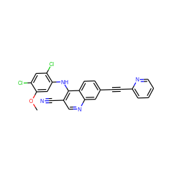 COc1cc(Nc2c(C#N)cnc3cc(C#Cc4ccccn4)ccc23)c(Cl)cc1Cl ZINC000014945506