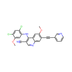 COc1cc(Nc2c(C#N)cnc3cc(C#Cc4cccnc4)c(OC)cc23)c(Cl)cc1Cl ZINC000014945471