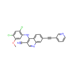 COc1cc(Nc2c(C#N)cnc3cc(C#Cc4cccnc4)ccc23)c(Cl)cc1Cl ZINC000014945472