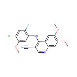 COc1cc(Nc2c(C#N)cnc3cc(OC)c(OC)cc23)c(F)cc1Cl ZINC000013470101