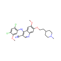 COc1cc(Nc2c(C#N)cnc3cc(OCCC4CCN(C)CC4)c(OC)cc23)c(Cl)cc1Cl ZINC000013554020