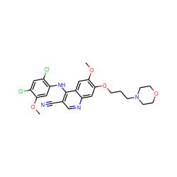 COc1cc(Nc2c(C#N)cnc3cc(OCCCN4CCOCC4)c(OC)cc23)c(Cl)cc1Cl ZINC000027324108