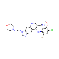 COc1cc(Nc2c(C#N)cnc3cc4c(cc23)ncn4CCN2CCOCC2)c(Br)cc1Cl ZINC000014945333