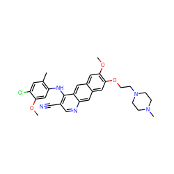 COc1cc(Nc2c(C#N)cnc3cc4cc(OCCN5CCN(C)CC5)c(OC)cc4cc23)c(C)cc1Cl ZINC000023254625