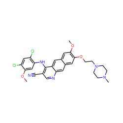 COc1cc(Nc2c(C#N)cnc3cc4cc(OCCN5CCN(C)CC5)c(OC)cc4cc23)c(Cl)cc1Cl ZINC000023254623