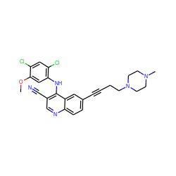 COc1cc(Nc2c(C#N)cnc3ccc(C#CCCN4CCN(C)CC4)cc23)c(Cl)cc1Cl ZINC000028888067