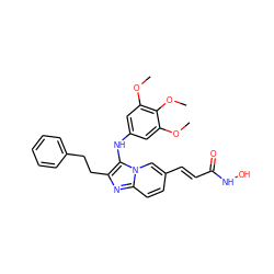 COc1cc(Nc2c(CCc3ccccc3)nc3ccc(/C=C/C(=O)NO)cn23)cc(OC)c1OC ZINC000136772943