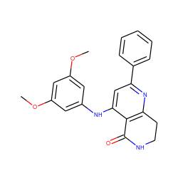 COc1cc(Nc2cc(-c3ccccc3)nc3c2C(=O)NCC3)cc(OC)c1 ZINC000116989490