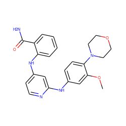 COc1cc(Nc2cc(Nc3ccccc3C(N)=O)ccn2)ccc1N1CCOCC1 ZINC000169330391