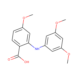 COc1cc(Nc2cc(OC)ccc2C(=O)O)cc(OC)c1 ZINC000084708299