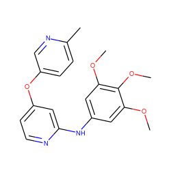 COc1cc(Nc2cc(Oc3ccc(C)nc3)ccn2)cc(OC)c1OC ZINC000045283795