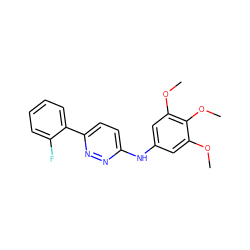 COc1cc(Nc2ccc(-c3ccccc3F)nn2)cc(OC)c1OC ZINC000004859054