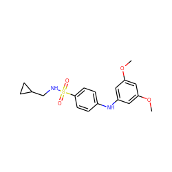 COc1cc(Nc2ccc(S(=O)(=O)NCC3CC3)cc2)cc(OC)c1 ZINC000144421403