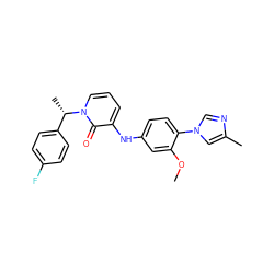 COc1cc(Nc2cccn([C@@H](C)c3ccc(F)cc3)c2=O)ccc1-n1cnc(C)c1 ZINC000095571922