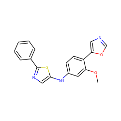 COc1cc(Nc2cnc(-c3ccccc3)s2)ccc1-c1cnco1 ZINC000012354249