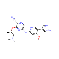 COc1cc(Nc2cnc(C#N)c(O[C@H](C)CN(C)C)n2)ncc1-c1cnn(C)c1 ZINC000072318106