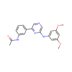 COc1cc(Nc2cncc(-c3cccc(NC(C)=O)c3)n2)cc(OC)c1 ZINC000013679232