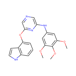 COc1cc(Nc2cncc(Oc3cccc4[nH]ccc34)n2)cc(OC)c1OC ZINC000040943182